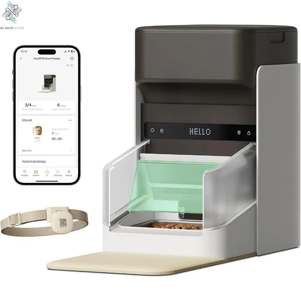 Smart Automatic Cat Feeder with Light Collar Tag – 5G App Control, RFID Sensor - Ai - TechWorld