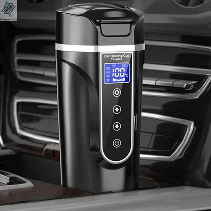 Smart Car Electric Kettle Portable Heating Cup for Coffee Tea Milk 450ML Auto Travelling Thermos Cup BPA-Free LCD Display Ai-TechWorld 