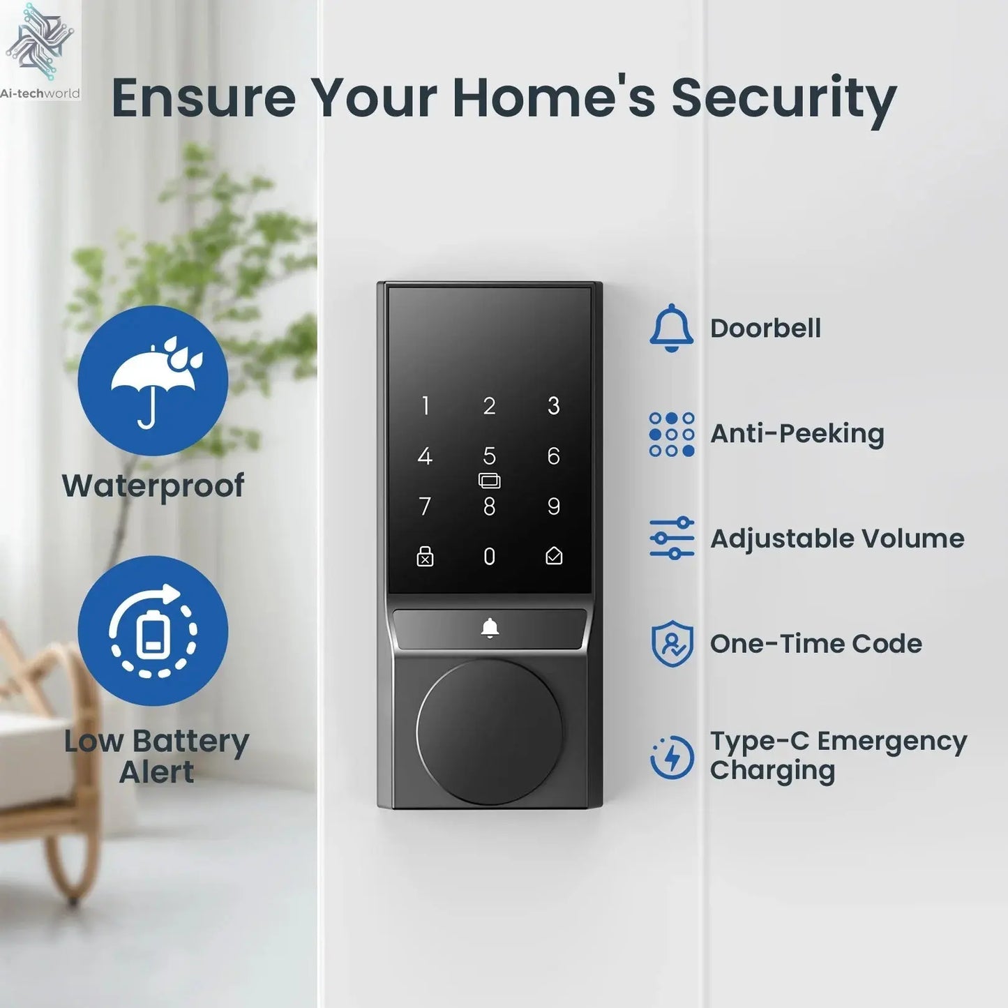 Smart Door Lock – Keyless Entry with Doorbell | App Control - Ai-TechWorld