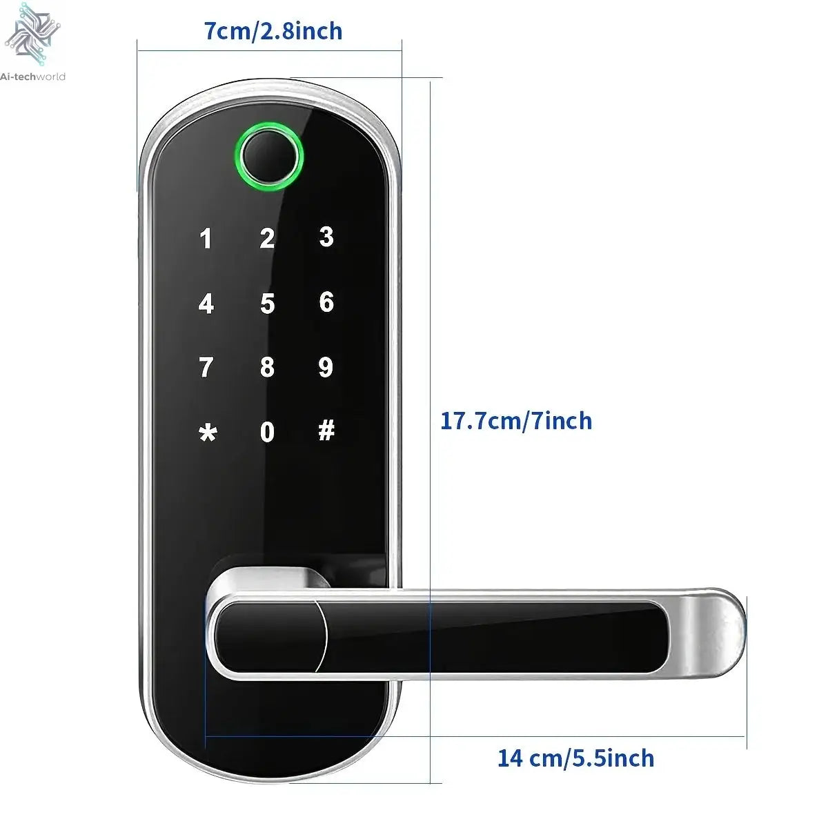 Smart Fingerprint Door Lock App Remote Control Keyless WIFI Digital Touchscreen Lock NFC IP67 Waterproof with 2 IC Cards Ai-TechWorld 