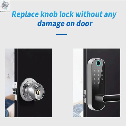 Smart Fingerprint Door Lock App Remote Control Keyless WIFI Digital Touchscreen Lock NFC IP67 Waterproof with 2 IC Cards Ai-TechWorld 