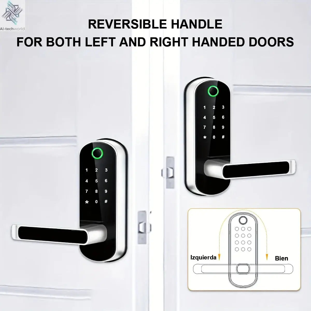 Smart Fingerprint Door Lock App Remote Control Keyless WIFI Digital Touchscreen Lock NFC IP67 Waterproof with 2 IC Cards Ai-TechWorld 