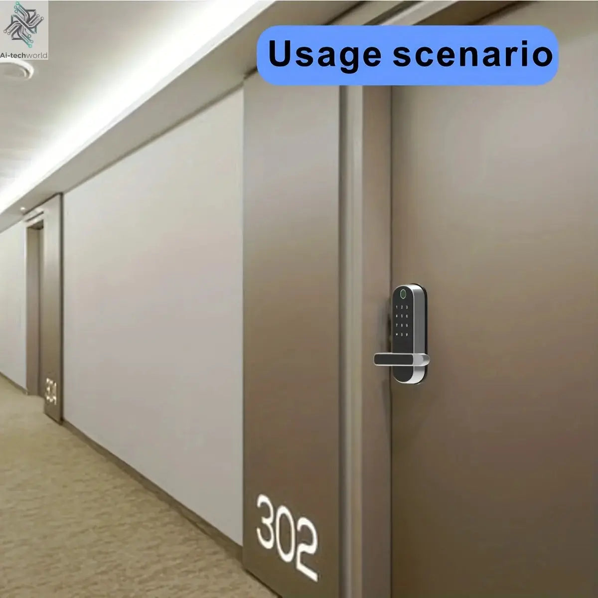 Smart Fingerprint Door Lock App Remote Control Keyless WIFI Digital Touchscreen Lock NFC IP67 Waterproof with 2 IC Cards Ai-TechWorld 