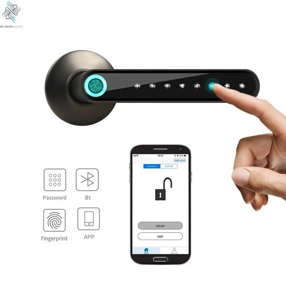 Smart Fingerprint Door Lock – Keyless Entry with Bluetooth, APP - Ai - TechWorld