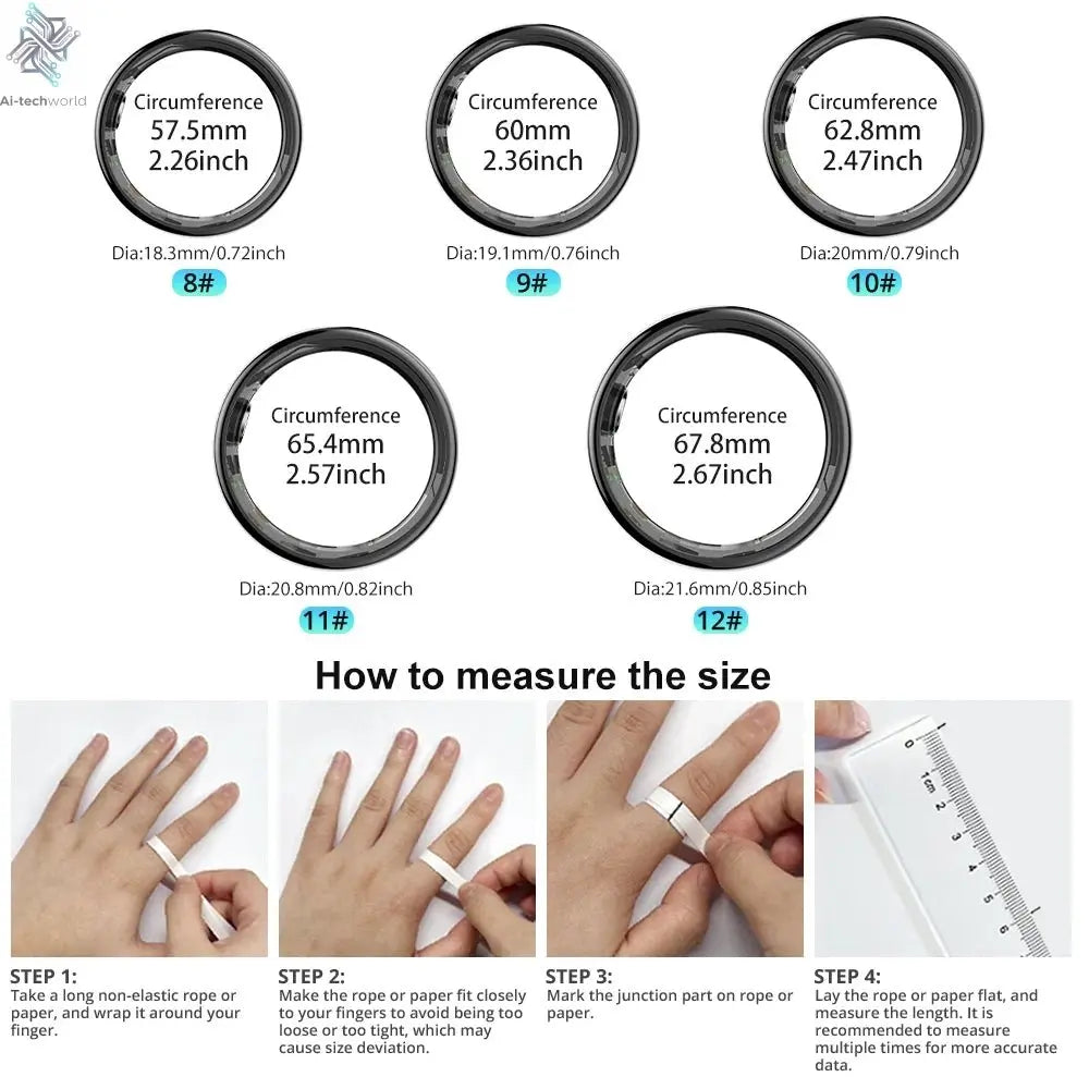 Smart Fitness Tracker Ring - Battery Life, 39 Days, Health Monitor, Waterproof - Ai - TechWorld