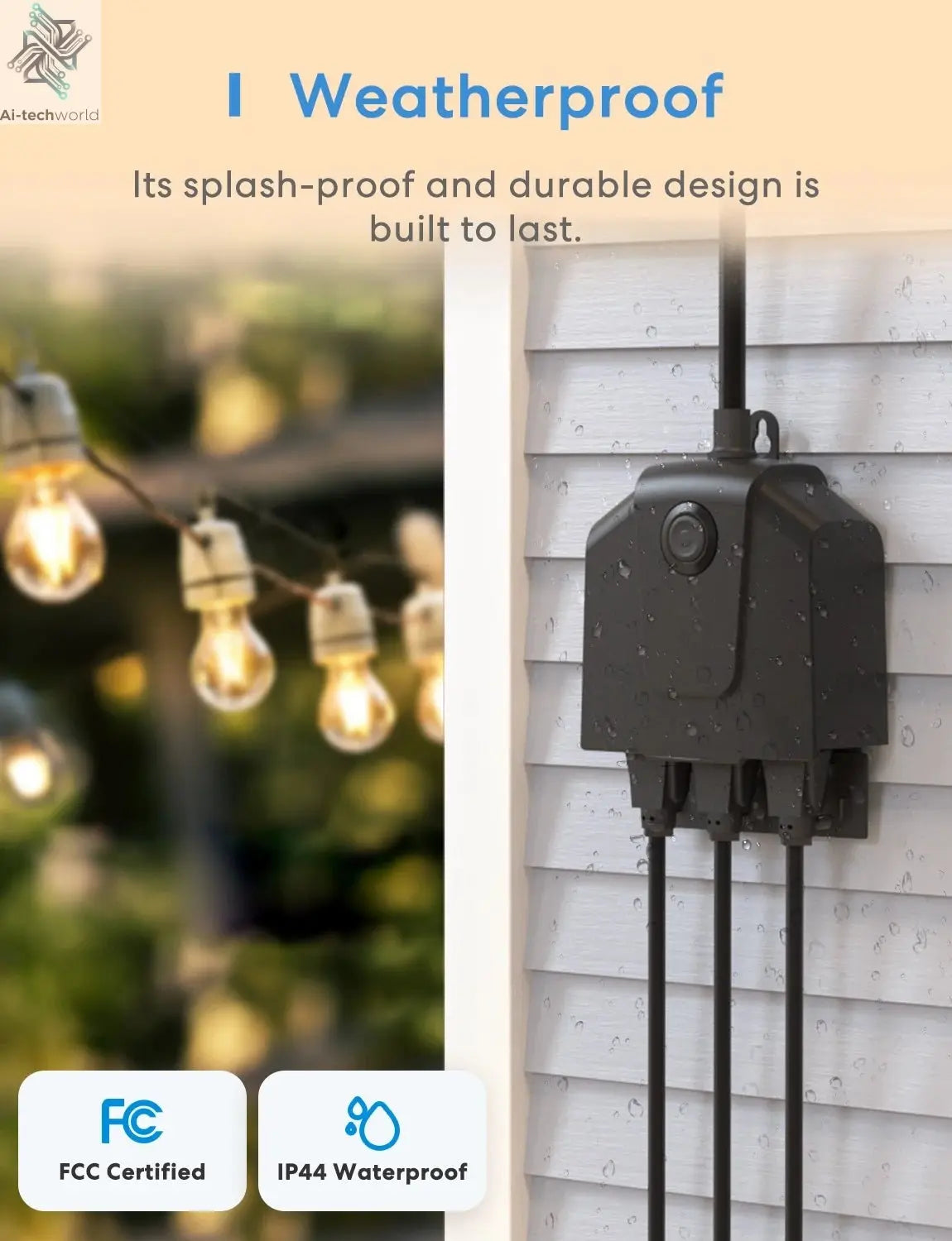 Smart HomeKit Wi - Fi Indoor/Outdoor Plug – IP44 Waterproof with 3 AC Outlets and App Control - Ai - TechWorld