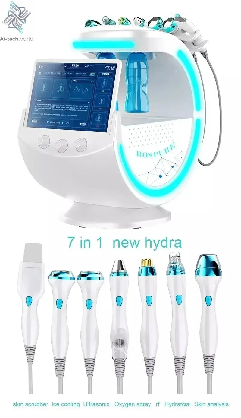 Smart Ice Blue Plus 7 in 1 Oxygen Hydro dermabrasion Bubble Machine Professional Face Hydra Machine rf Lifting ultrason machine Ai-TechWorld 