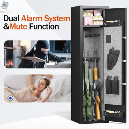 Smart Locker with Alarm System & Silent Mode – Long Gun Cabinet with Removable Shelf Ai-TechWorld