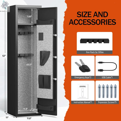 Smart Locker with Alarm System & Silent Mode – Long Gun Cabinet with Removable Shelf Ai-TechWorld