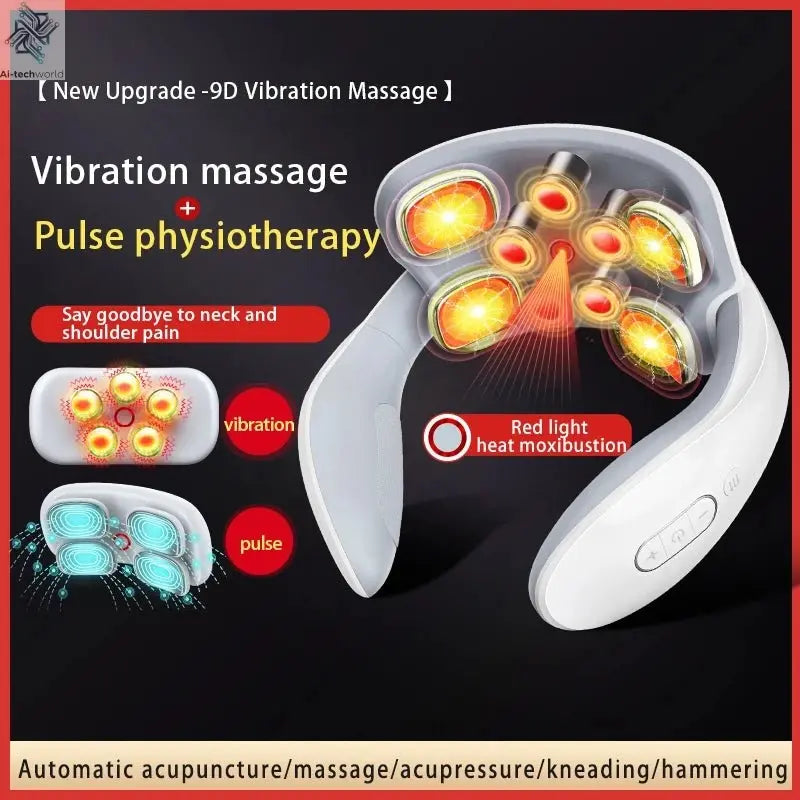 Smart Neck Massage Instrument Portable Shoulder Neck Massage Cervical Vertebra Health Care Vibrator Heating Compress Massage - Ai - TechWorld