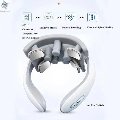 Smart Neck Massage Instrument Portable Shoulder Neck Massage Cervical Vertebra Health Care Vibrator Heating Compress Massage - Ai - TechWorld