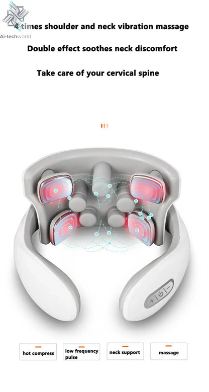Smart Neck Massage Instrument Portable Shoulder Neck Massage Cervical Vertebra Health Care Vibrator Heating Compress Massage - Ai - TechWorld