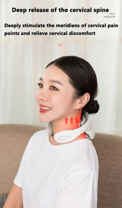 Smart Neck Massage Instrument Portable Shoulder Neck Massage Cervical Vertebra Health Care Vibrator Heating Compress Massage - Ai - TechWorld