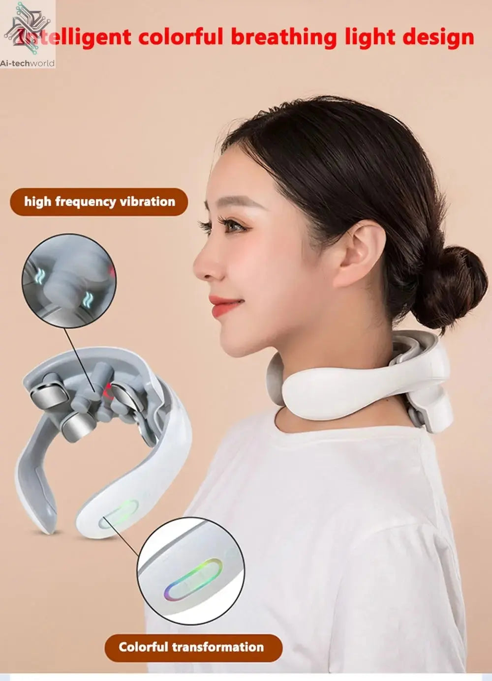Smart Neck Massage Instrument Portable Shoulder Neck Massage Cervical Vertebra Health Care Vibrator Heating Compress Massage - Ai - TechWorld
