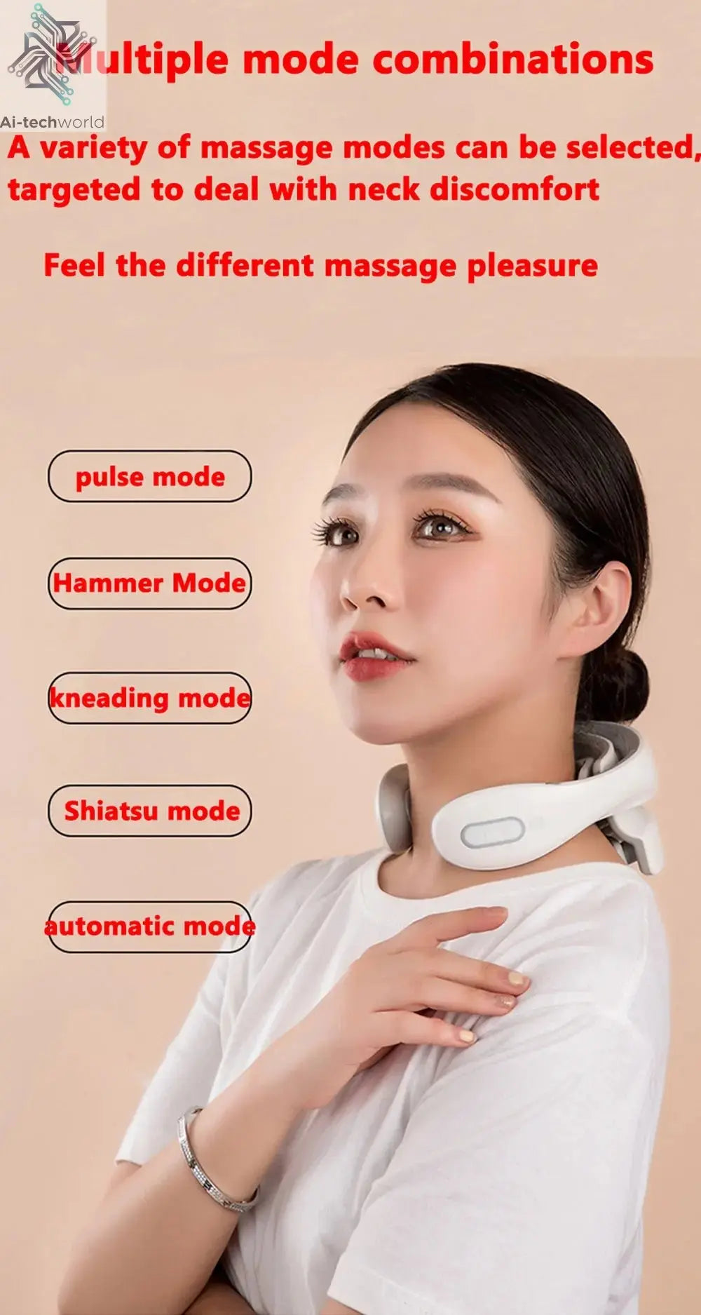 Smart Neck Massage Instrument Portable Shoulder Neck Massage Cervical Vertebra Health Care Vibrator Heating Compress Massage - Ai - TechWorld