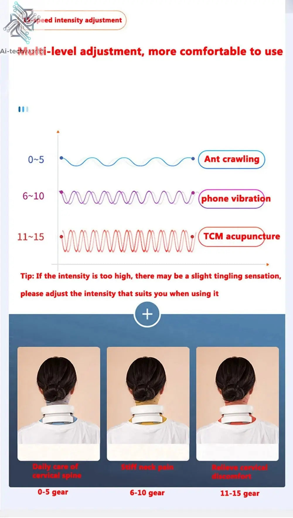 Smart Neck Massage Instrument Portable Shoulder Neck Massage Cervical Vertebra Health Care Vibrator Heating Compress Massage - Ai - TechWorld
