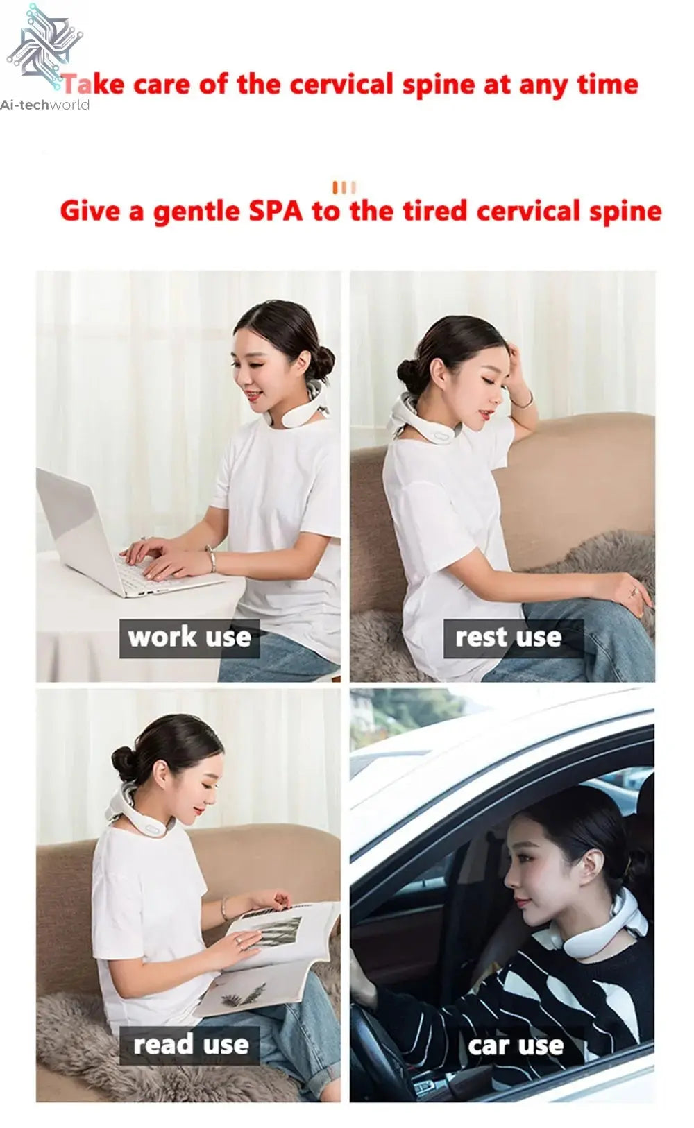 Smart Neck Massage Instrument Portable Shoulder Neck Massage Cervical Vertebra Health Care Vibrator Heating Compress Massage - Ai - TechWorld
