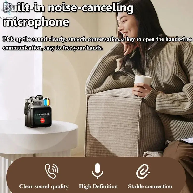 Smart Touch Screen Bluetooth Speaker Mini Portable Audio Player Wireless Handsfree Call MP3 Music Box Support TF Play APP Contro Ai-TechWorld 