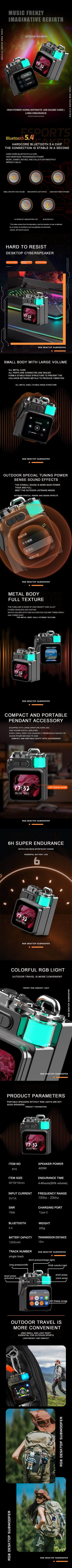 Smart Touch Screen Bluetooth Speaker Mini Portable Audio Player Wireless Handsfree Call MP3 Music Box Support TF Play APP Contro Ai-TechWorld 