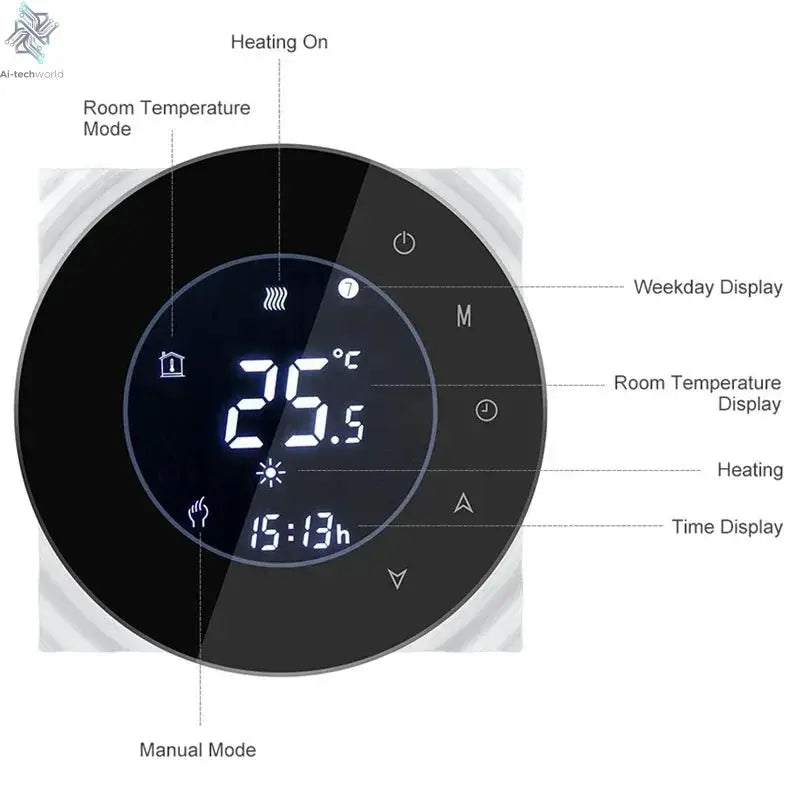 Smart WiFi Touchscreen Thermostat for Electric & Water Heating – Compatible with Google Home & Alexa - Ai - TechWorld