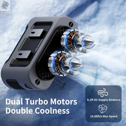 Socool 14500mAh Portable Waist Fan Dual Airflow Outlet Turbo Motors with Four Clips Emergency Flashlight Power Bank for Outdoor Ai-TechWorld 
