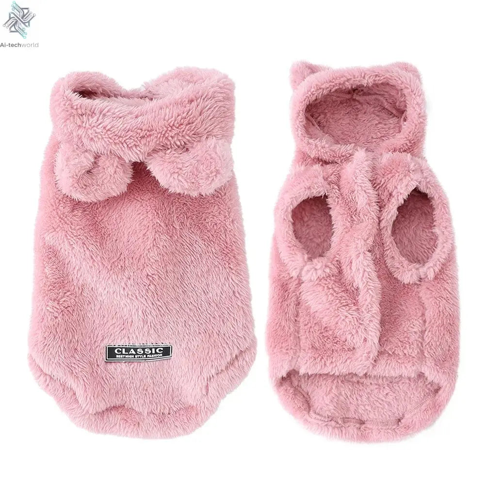 Soft Fleece Pet Dog Clothes Cute Hoodie Coat For Small Medium Dogs Cats Autumn Winter Puppy Hooded Jacket Sweater Pug Apparel Ai-TechWorld 