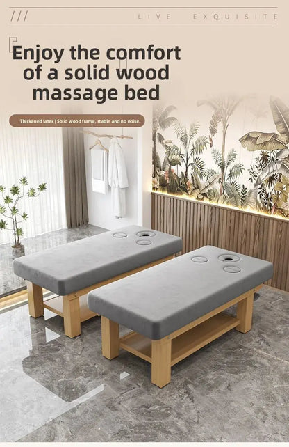 Solid Wood Massage Bed Beauty Salon Treatment Table Chinese Medicine Physiotherapy Thai Moxibustion Beauty Bed Lash Massage Bed Ai-TechWorld 