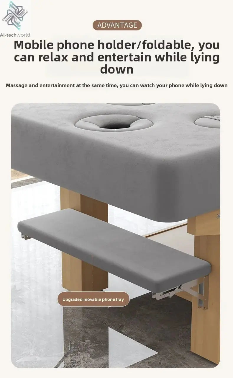 Solid Wood Massage Bed Beauty Salon Treatment Table Chinese Medicine Physiotherapy Thai Moxibustion Beauty Bed Lash Massage Bed Ai-TechWorld 