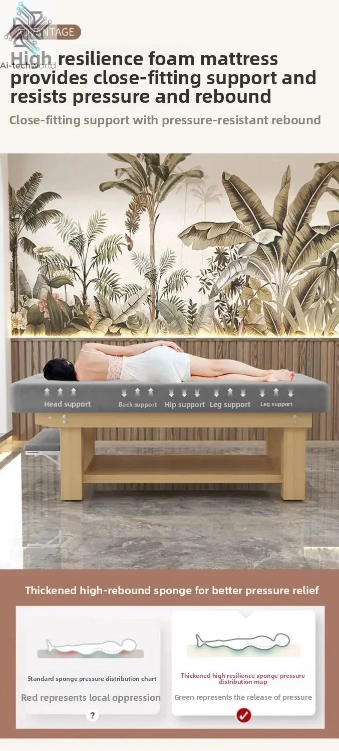 Solid Wood Massage Bed Beauty Salon Treatment Table Chinese Medicine Physiotherapy Thai Moxibustion Beauty Bed Lash Massage Bed Ai-TechWorld 