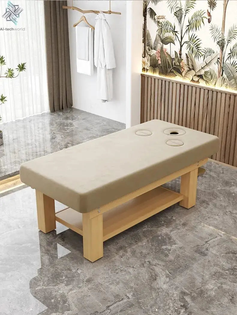 Solid Wood Massage Bed Beauty Salon Treatment Table Chinese Medicine Physiotherapy Thai Moxibustion Beauty Bed Lash Massage Bed Ai-TechWorld 