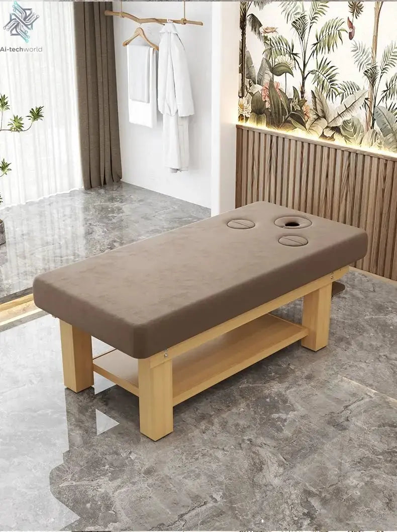 Solid Wood Massage Bed Beauty Salon Treatment Table Chinese Medicine Physiotherapy Thai Moxibustion Beauty Bed Lash Massage Bed Ai-TechWorld 