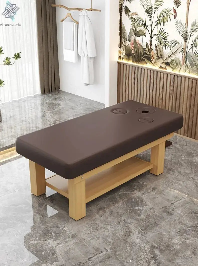 Solid Wood Massage Bed Beauty Salon Treatment Table Chinese Medicine Physiotherapy Thai Moxibustion Beauty Bed Lash Massage Bed Ai-TechWorld 