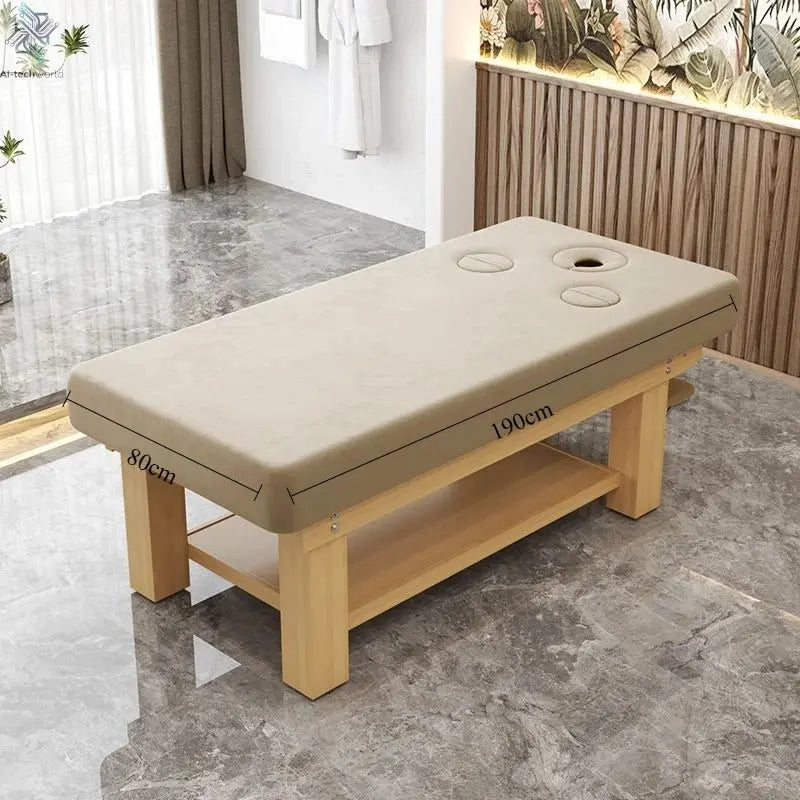 Solid Wood Massage Bed Beauty Salon Treatment Table Chinese Medicine Physiotherapy Thai Moxibustion Beauty Bed Lash Massage Bed Ai-TechWorld 