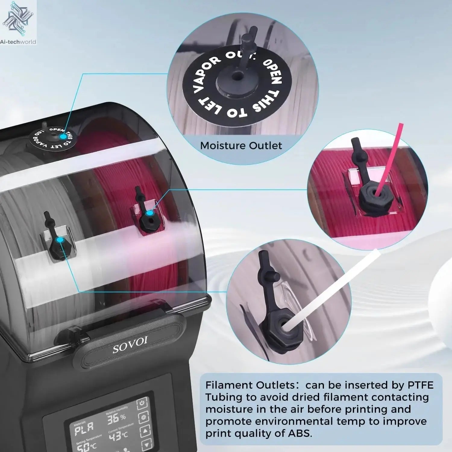 Sovol Filament Dryer & Storage Box: PTC Heater, Spool Holder - 3D Printer Filament Dehydrator Ai-TechWorld
