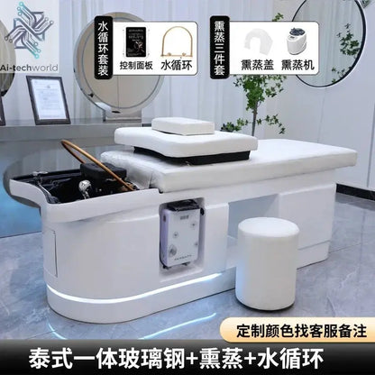 Spa Massage Shampoo Bed for Hair Salon, Commercial Use, Hairdressing Shaving Station, Water Circulation Basin, Beauty Furn, 2025 Ai-TechWorld 