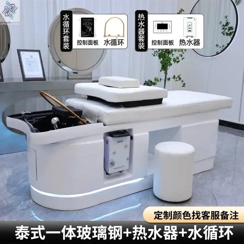 Spa Massage Shampoo Bed for Hair Salon, Commercial Use, Hairdressing Shaving Station, Water Circulation Basin, Beauty Furn, 2025 Ai-TechWorld 