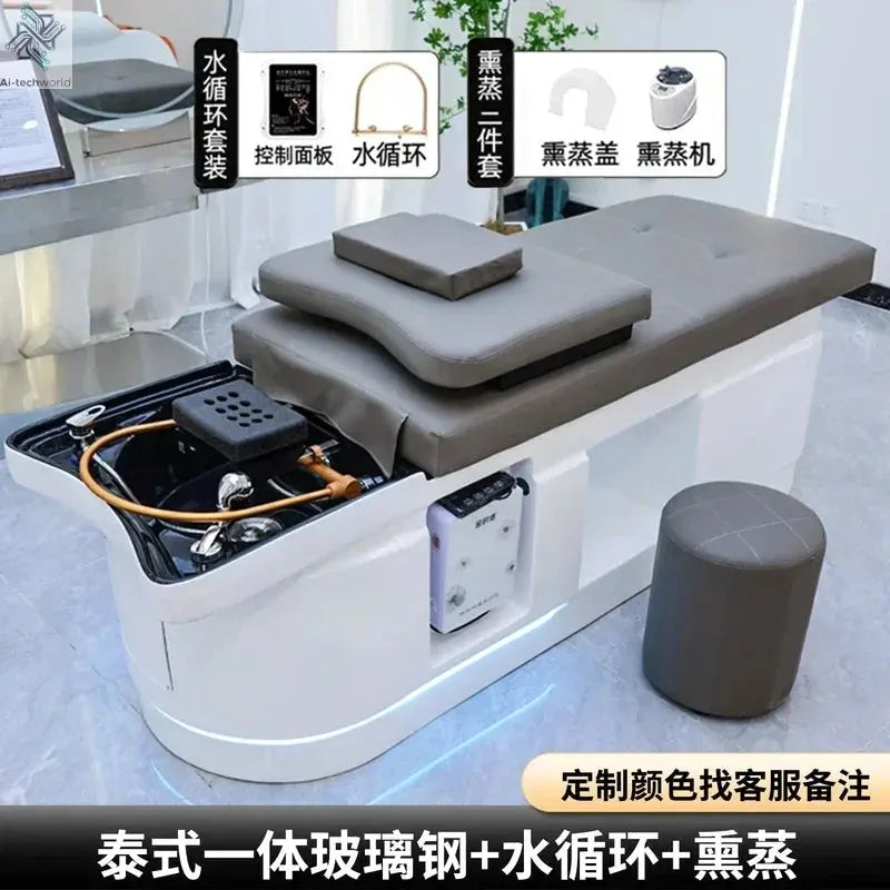 Spa Massage Shampoo Bed for Hair Salon, Commercial Use, Hairdressing Shaving Station, Water Circulation Basin, Beauty Furn, 2025 Ai-TechWorld 