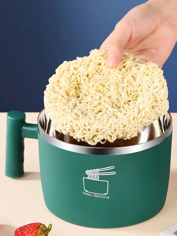 Stainless Steel Bowl With Lid For Instant Noodles Sealed And Portable Drain Bowl For Kitchen Utensils Instant Noodle Partner Ai-TechWorld 