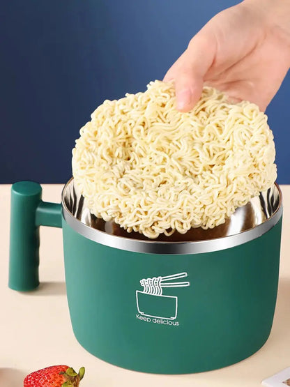 Stainless Steel Bowl With Lid For Instant Noodles Sealed And Portable Drain Bowl For Kitchen Utensils Instant Noodle Partner Ai-TechWorld 