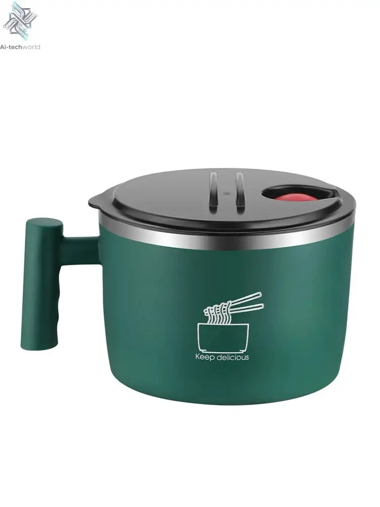 Stainless Steel Bowl With Lid For Instant Noodles Sealed And Portable Drain Bowl For Kitchen Utensils Instant Noodle Partner Ai-TechWorld 