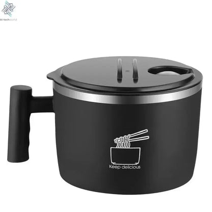 Stainless Steel Bowl With Lid For Instant Noodles Sealed And Portable Drain Bowl For Kitchen Utensils Instant Noodle Partner Ai-TechWorld 
