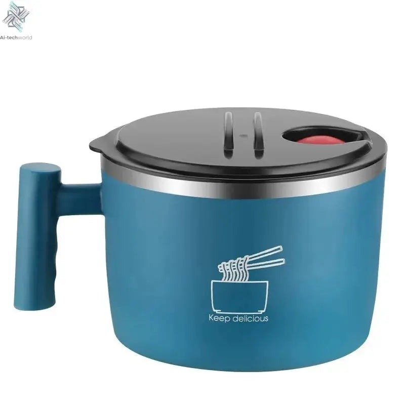 Stainless Steel Bowl With Lid For Instant Noodles Sealed And Portable Drain Bowl For Kitchen Utensils Instant Noodle Partner Ai-TechWorld 