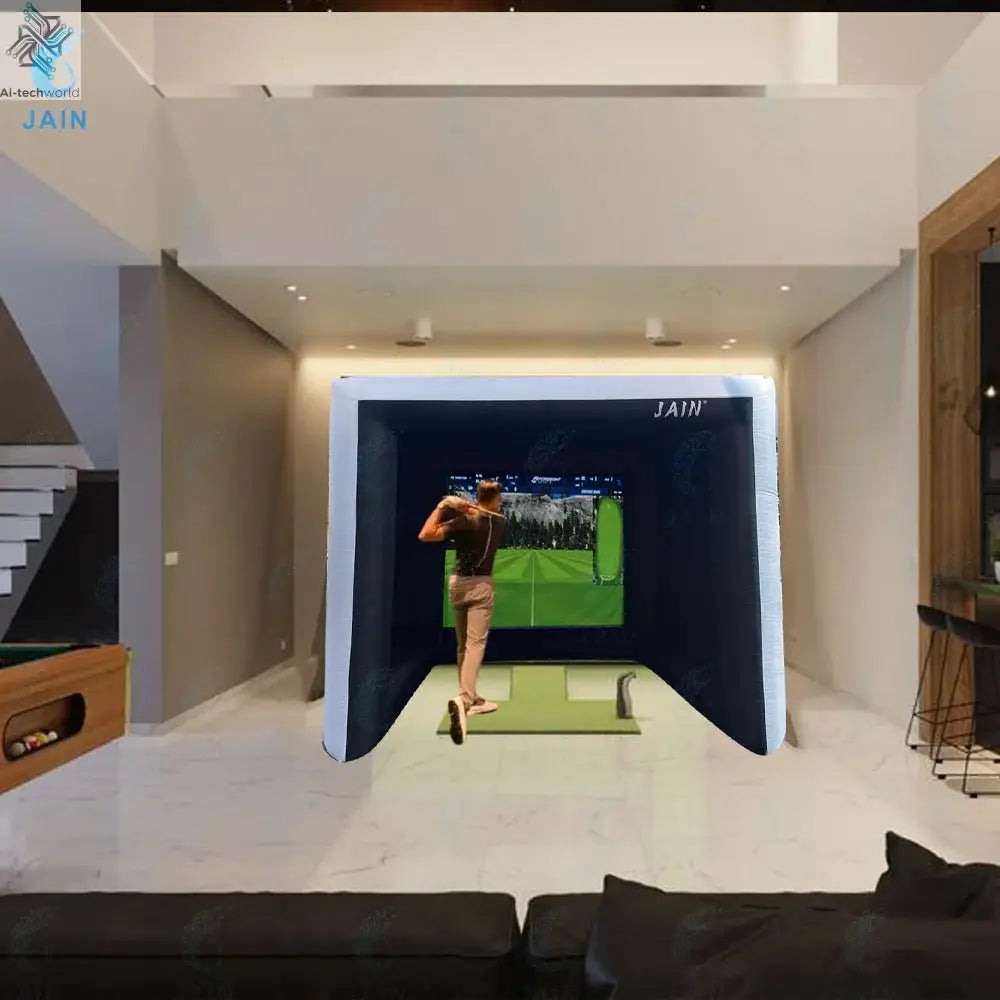 Stock！Inflatable Golf Sim Room Swing Golf Practice Cage with built-in fan,Oxford cloth,Golf Simulator Enclosures - Ai-TechWorld
