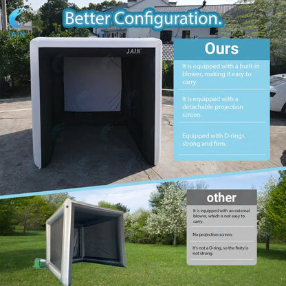 Stock！Inflatable Golf Sim Room Swing Golf Practice Cage with built-in fan,Oxford cloth,Golf Simulator Enclosures - Ai-TechWorld