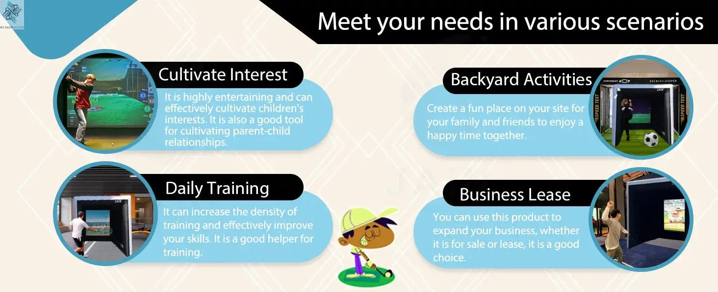 Stock！Inflatable Golf Sim Room Swing Golf Practice Cage with built-in fan,Oxford cloth,Golf Simulator Enclosures - Ai-TechWorld