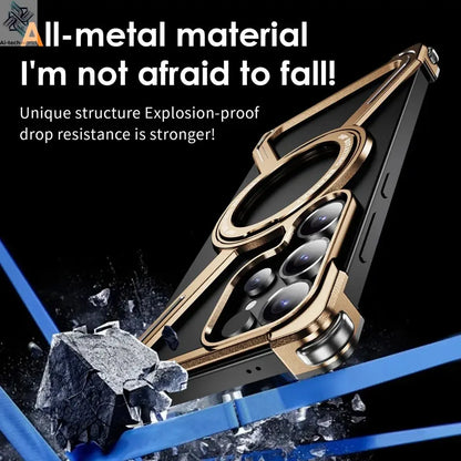 Sturdy Case Titanium Metal  For Samsung Galaxy S25 Ultra S24 Ultra S23 Ultra Aluminum Alloy Bumper Magnetic Rotation Holder Cover Ai-TechWorld 