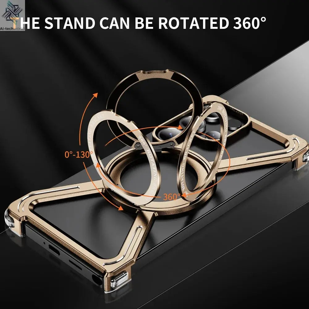 Sturdy Case Titanium Metal  For Samsung Galaxy S25 Ultra S24 Ultra S23 Ultra Aluminum Alloy Bumper Magnetic Rotation Holder Cover Ai-TechWorld 