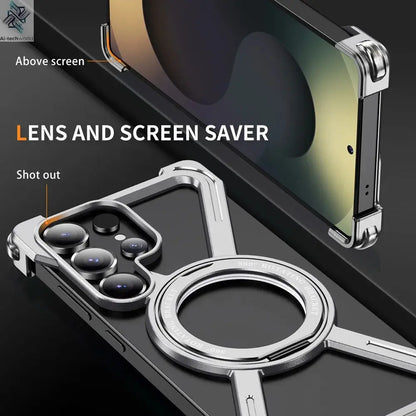 Sturdy Case Titanium Metal  For Samsung Galaxy S25 Ultra S24 Ultra S23 Ultra Aluminum Alloy Bumper Magnetic Rotation Holder Cover Ai-TechWorld 