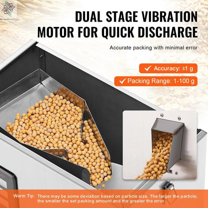 SucceBuy 1-100g Automatic Particle Packaging Machine Powder Sachet Weighting Filling Packing Machine for Tea Seeds Beans Rice Ai-TechWorld 