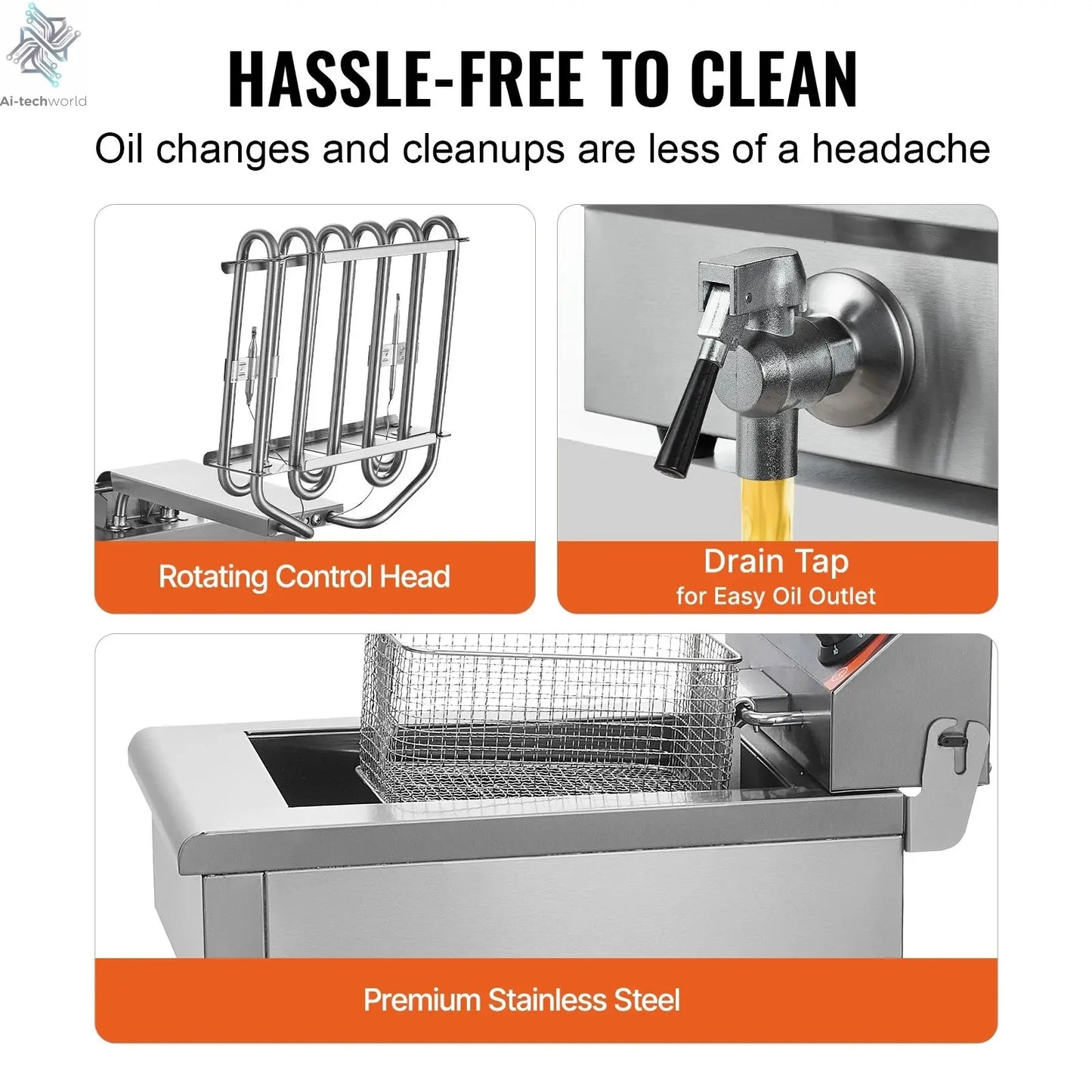 SucceBuy  12L Electric Deep Fryer w/Dual Removable Tanks Commercial Countertop  Fryer for Chicken French Fries Frying Chips Ai-TechWorld 